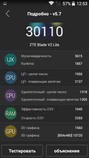 Тест AnTuTu Benchmark для ZTE Blade V2 Lite